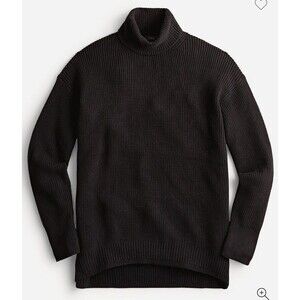 J CREW Ribbed Turtleneck‎ Sweater Womens Small Black Cotton Cashmere Relaxed Fit
